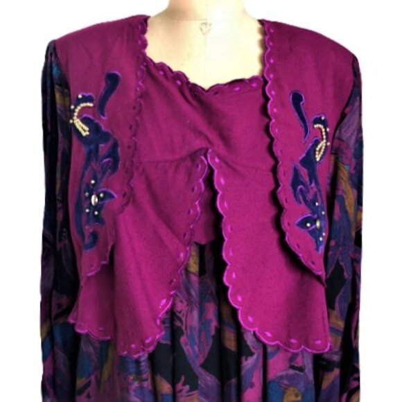 Vintage maxi long cottagecore meets grannycore dress with vest - Picture 3 of 16